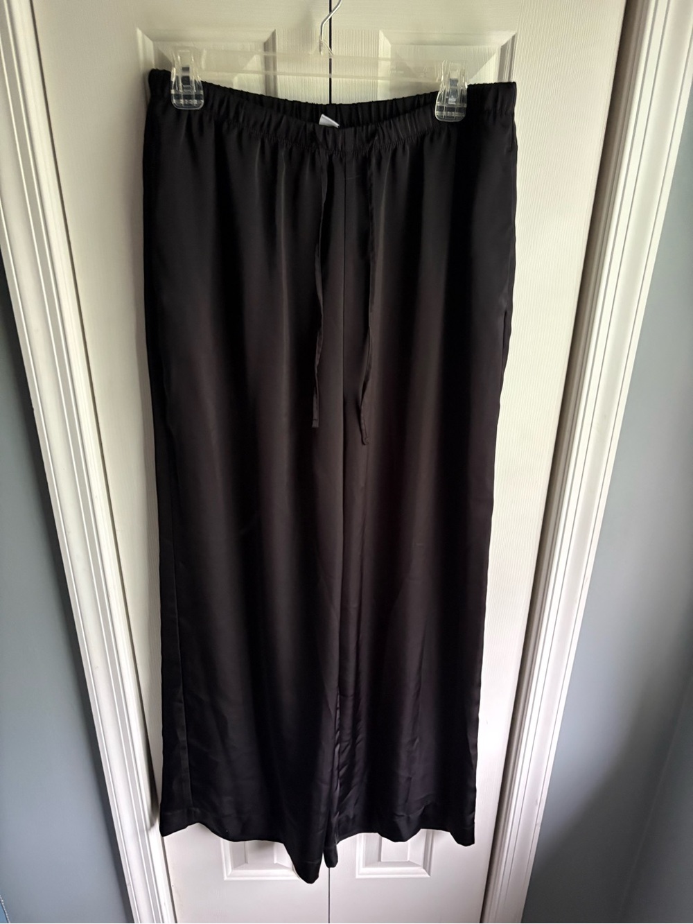 Old Navy Womens Black High-Rise Satin Pull On Wide Leg Pants Size Large Tall
